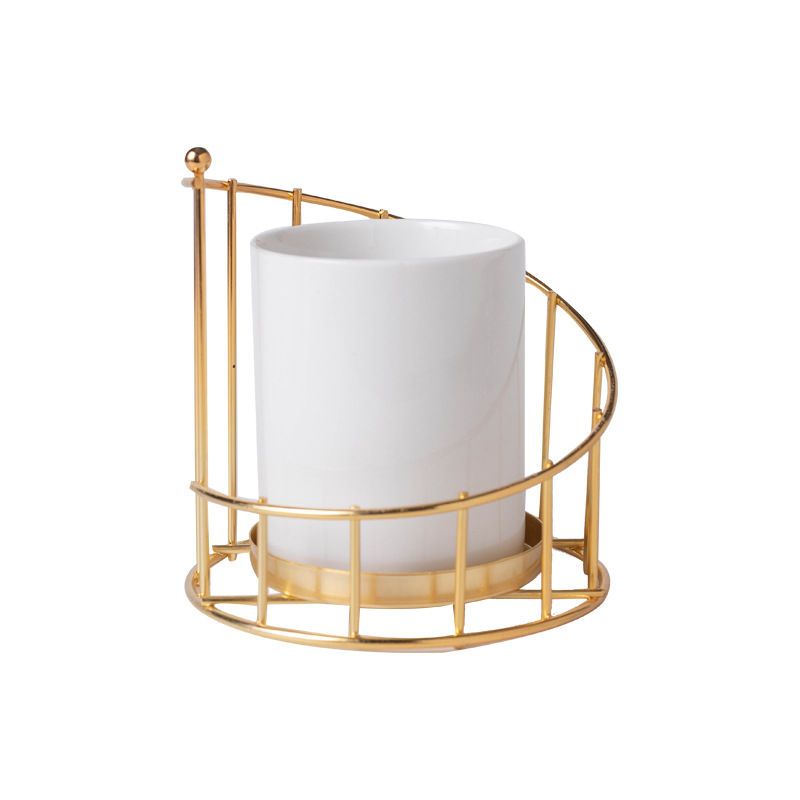 Jarrón de cerámica y hierro forjado creativo, portavelas de aromaterapia, adorno, modelo de flor seca hidropónica, decoración para sala de estar, mesa de comedor.