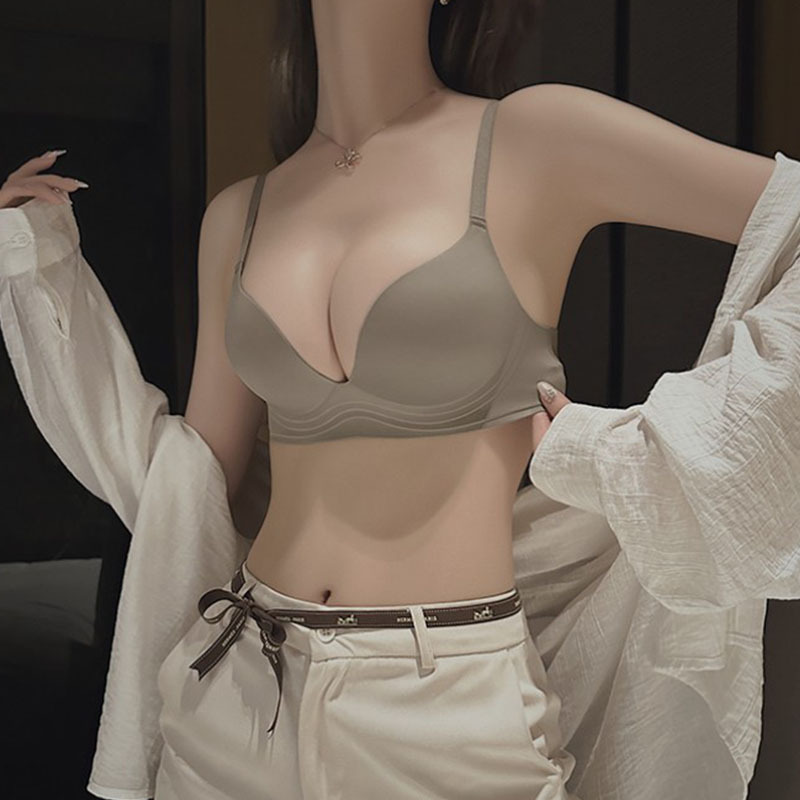 863 ropa interior de las mujeres sin costuras pequeño pecho grande push up soporte superior anti-sagging inalámbrico ajustable sujetador traje