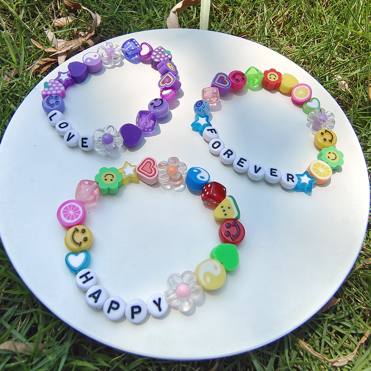 Cute Letter Flower soft clay Beaded Bracelets