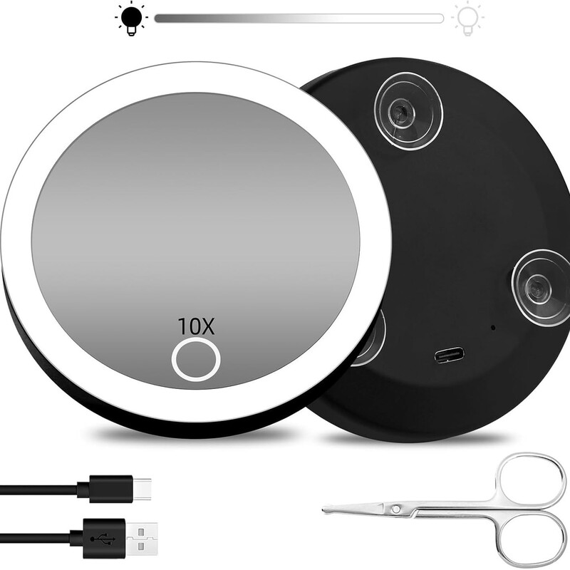 Three Suction Cup Magnifying Mirror 5X Led Makeup Mirror with Light Bathroom High-Definition Fill-In Mirror to Remove Acne and Blackheads Factory Direct Sale Three Suction Cup Magnifying Mirror 5X Led Makeup Mirror with Light Bathroom High-Definition Fill-In Mirror to Remove Acne and Blackheads Factory Direct Sale