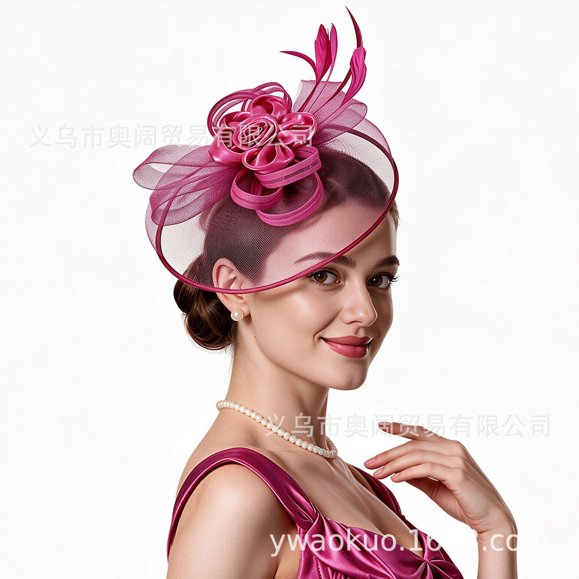 Cross-border Amazon bestseller: Horse Racing Club headpiece, European and American bridal feather vintage fashion elegant mesh hair accessory
