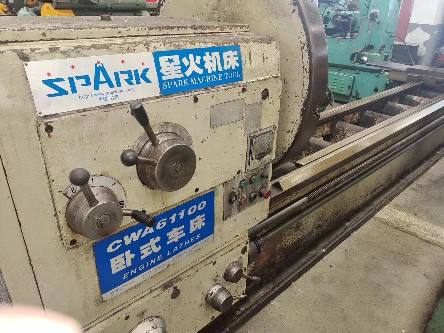 处理二手星火CWA61100x5米卧式车床尾座套筒直径:120