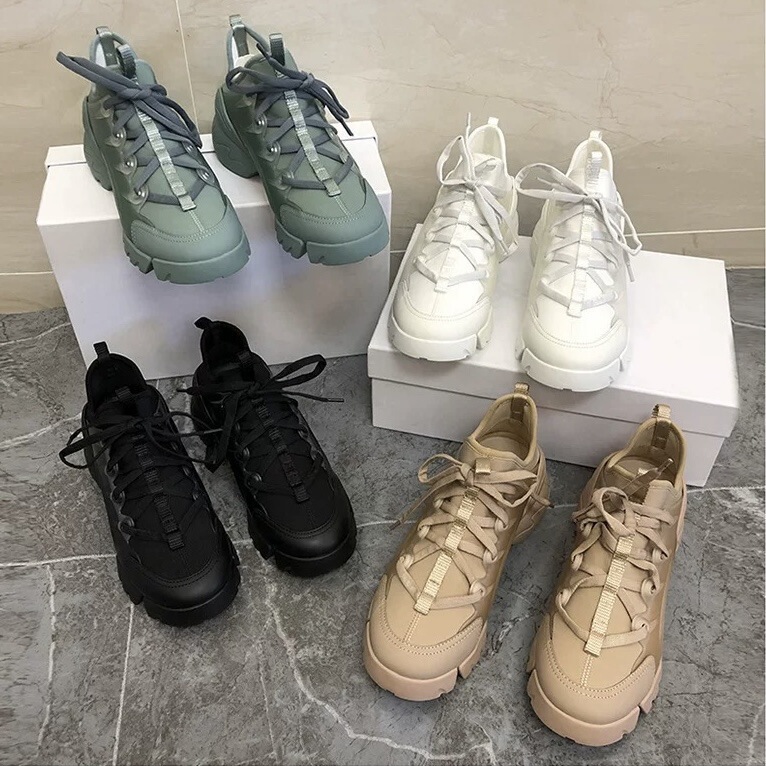 D Brand Dad Shoes for Women 2025 Trendy Breathable Thick-Soled Height-Increasing Sports Casual Shoes Ins Fashion Versatile Genuine Leather