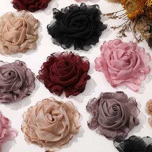 Cool feeling flower retro fabric burnt edge dry rose diy handmade hairpin hair accessories clothing accessories wholesale