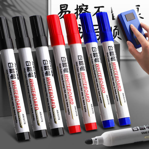 Erasable whiteboard pen teachers write with water-based black children's non-toxic color red blue blackboard pen