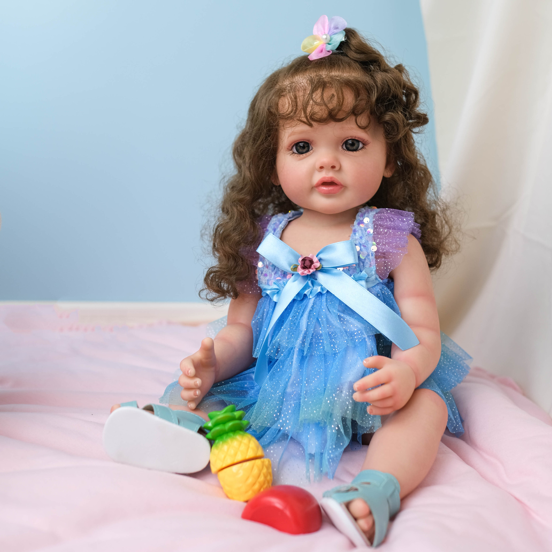 55cm completo pegamento simulación bebé renacido muñeca exquisito maquillaje transfronterizo e-commerce suministro entrega de una sola pieza