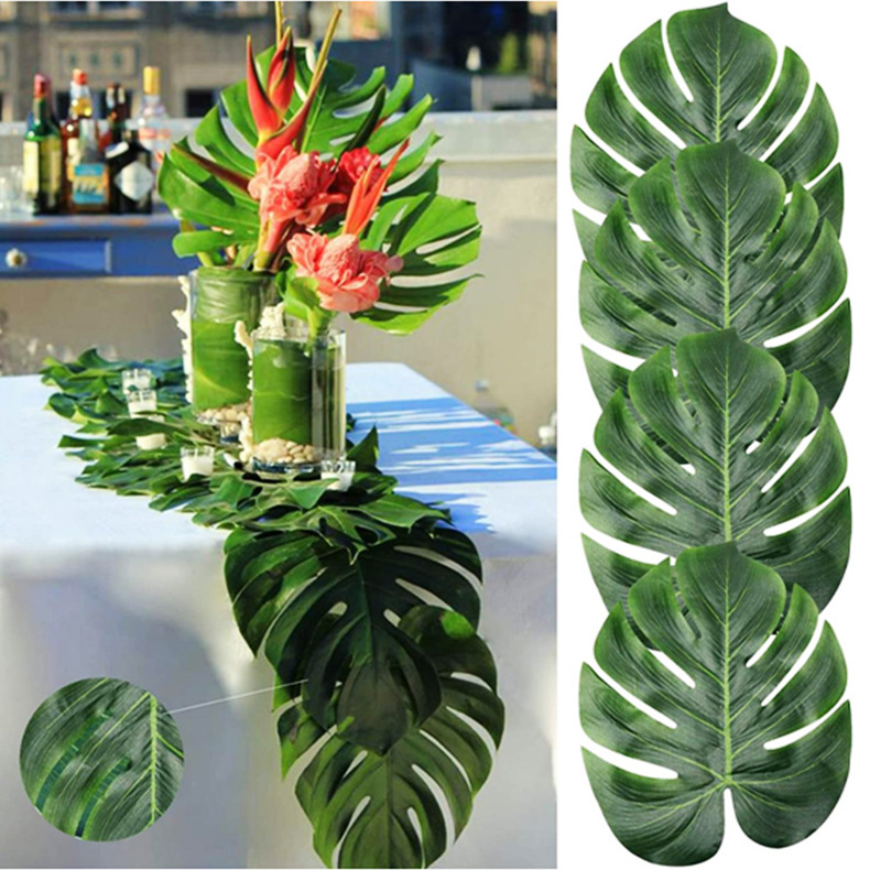 Amazon Hawaiano decoración del partido mantel artificial selva tropical cocina decoración simulación tortuga hoja decoración de la Mesa