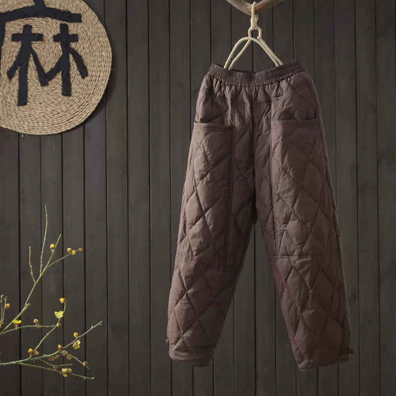 Новинка 2025 года, зимняя верхняя одежда, женские стильные модные свободные утепленные брюки, хлопковые брюки, теплые хлопковые брюки с высокой талией