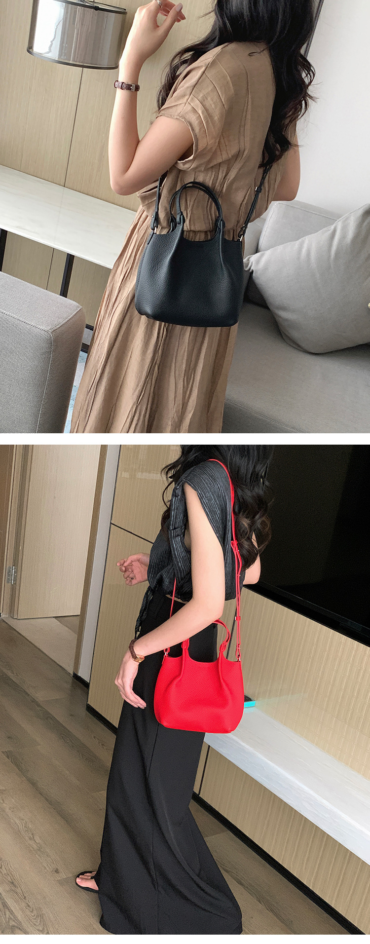 Soft small tote for women's 2024 new top layer cowhide crossbody bucket ba, enuine leather hih-end sinle shoulder_voghion.com