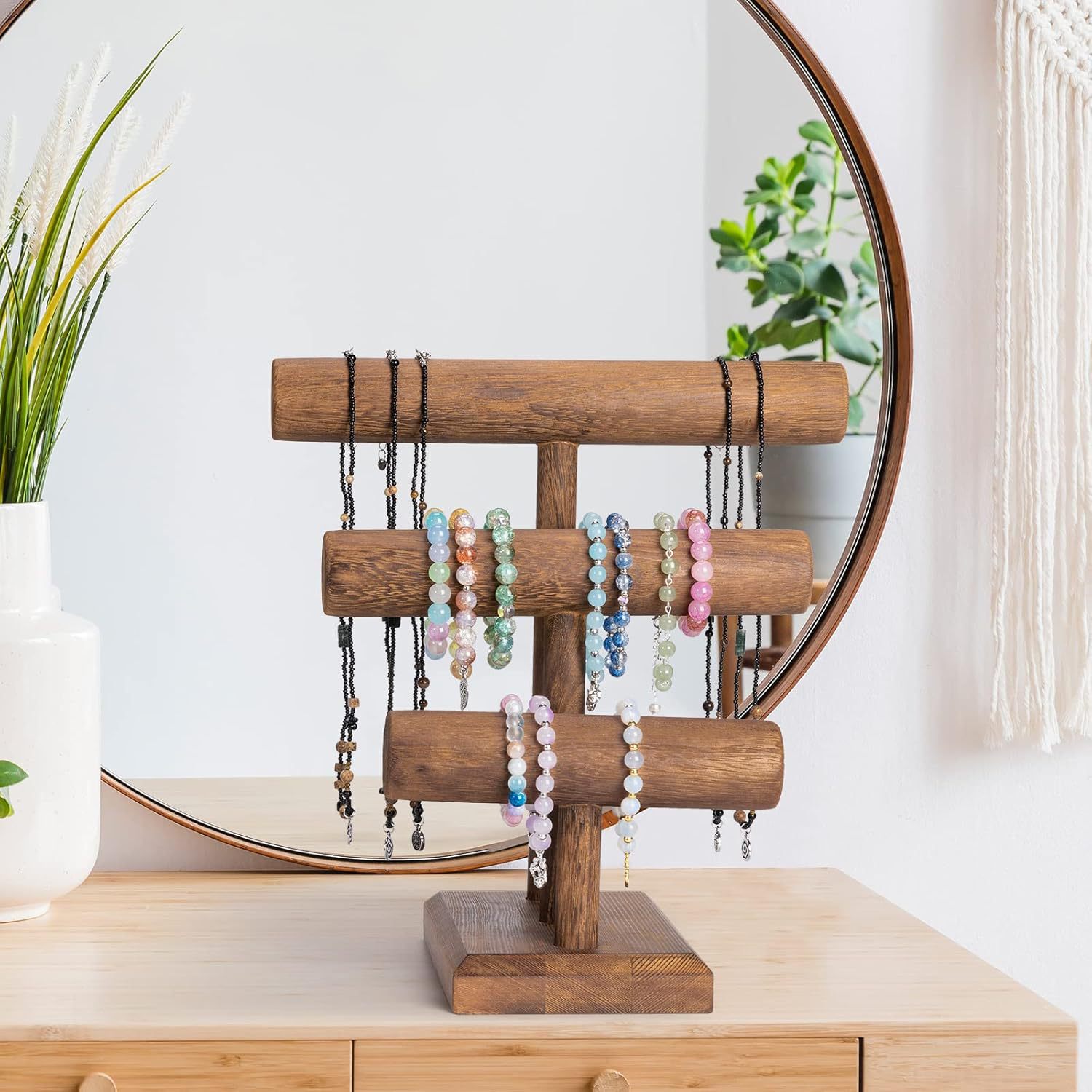 复古多层首饰展示架木质手镯手链架托实木手串架发箍首饰展示架子