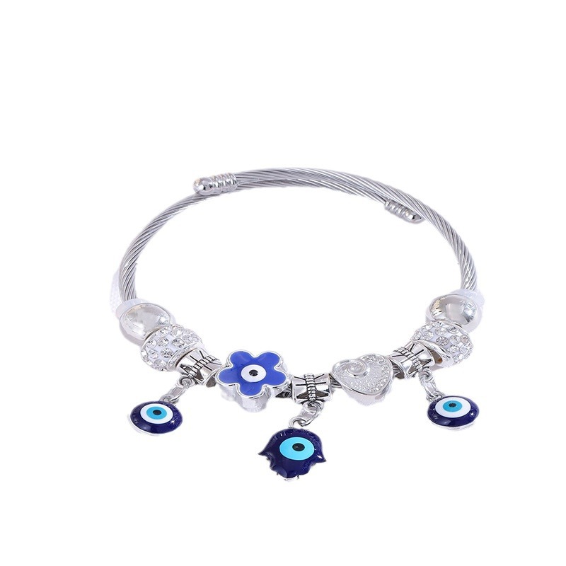 Brazalete Panjia Dora DIY Beaded Ojos del Demonio Brazalete abierto de flores Brazalete