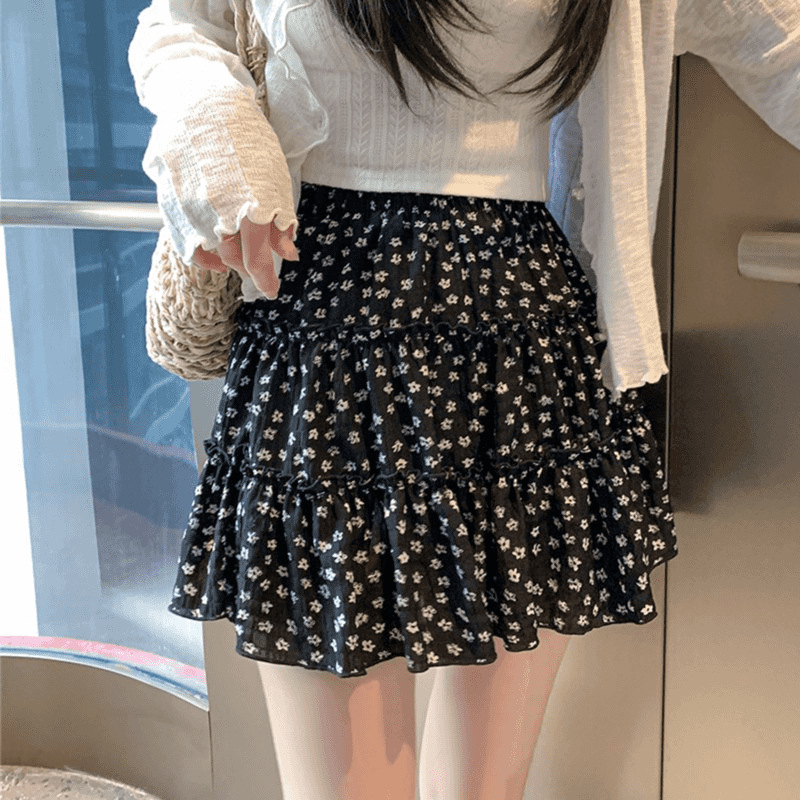 小碎花短裙带内衬防走光夏季裙子甜美显瘦 半身裙女韩版蛋糕裙短裙