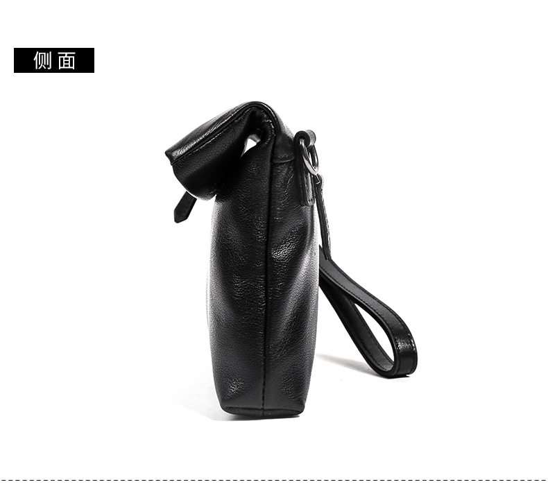 Túi đeo chéo nam da bò thật Malute mềm mại, kiêm túi clutch cầm tay, chống thấm nước — Màu đen chi tiết 24