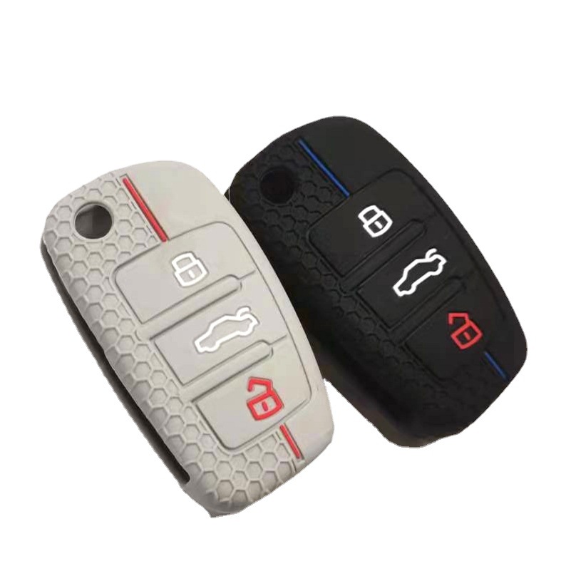 Audi A1Q5Q7 접이식 3 버튼 자동차 키 커버 QA6 실리콘 리모콘 보호 커버에 적합한 재고