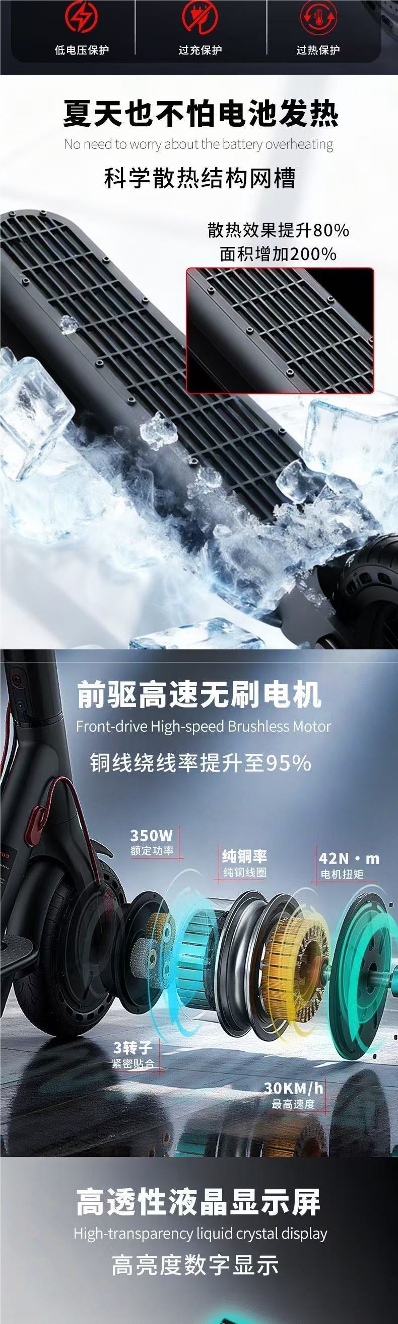 Electric scooter, foldable electric bike, easy-to-use two-wheeled vehicle, lightweight and portable, suitable for commuting to work