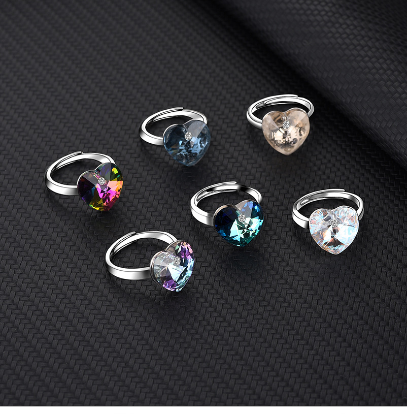 Fashion Heart Shape Sterling Silver Inlay Zircon Rings 1 Piece