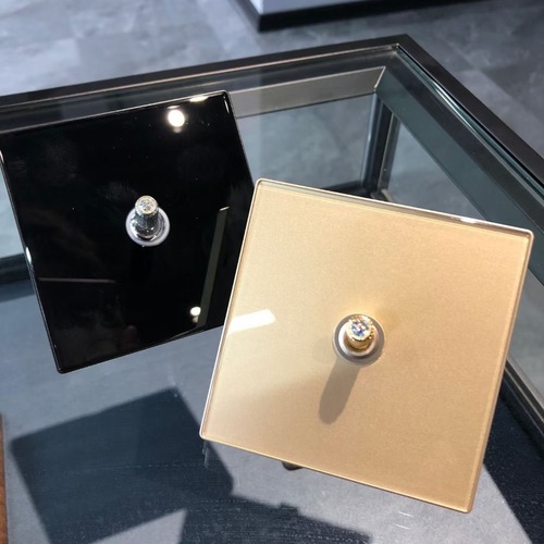 Tempered glass reset switch personalized lever button panel with LED light 86 type concealed wall socket set