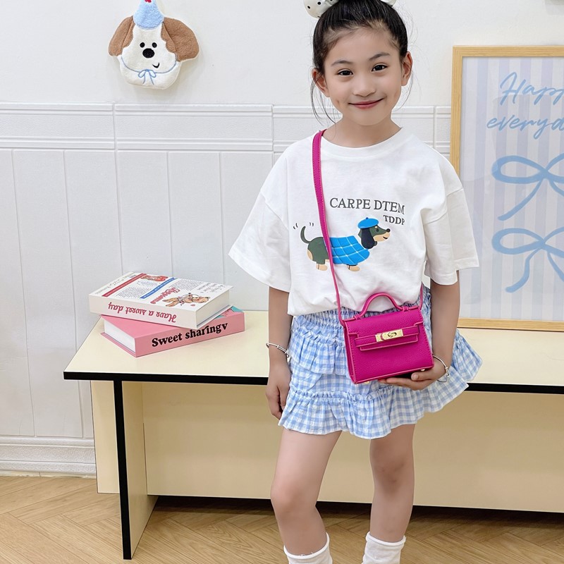 Bolso de hombro para niños y niñas de estilo coreano mini bolso de mensajero para padres e hijos de color sólido simple nuevo monedero con cerradura para niños
