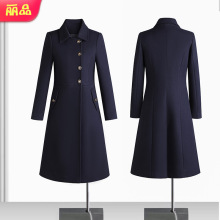 中长款毛呢大衣女秋冬季新款夹棉加厚保暖呢子大衣工作服灰色外套