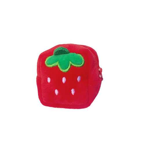 New creative fruit square bag cute plush pendant coin purse coin bag data cable bag lipstick bag wholesale