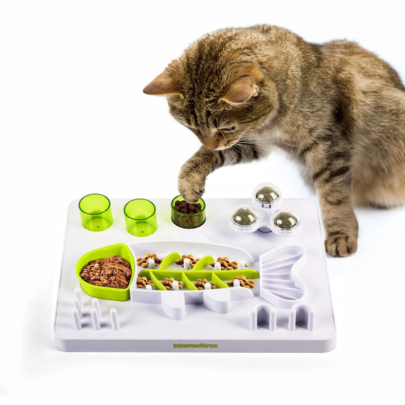 Afp Pet Cat Slow Food Puzzle Educational Toy with Rotating Catnip Ball to Exercise Intelligence and Healthy Eating