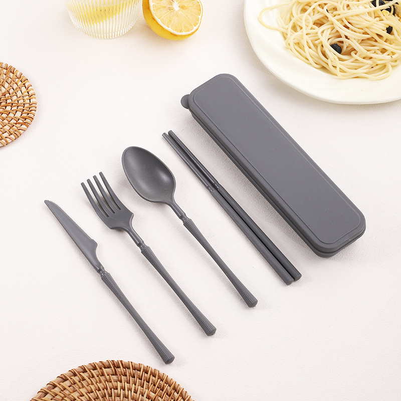 プラスチック家庭用食器袋卸売ポータブルPPナイフ、フォーク、スプーン、箸4点セット子供と学生のためのコンプリートセットAmazon|undefined