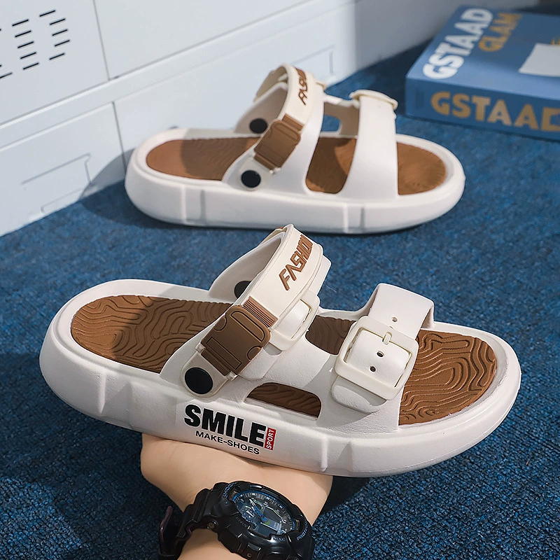 Мужские сандалии больших размеров, летние новые, пляжная обувь, модные уличные сандалии и тапочки на толстой подошве, дропшиппинг