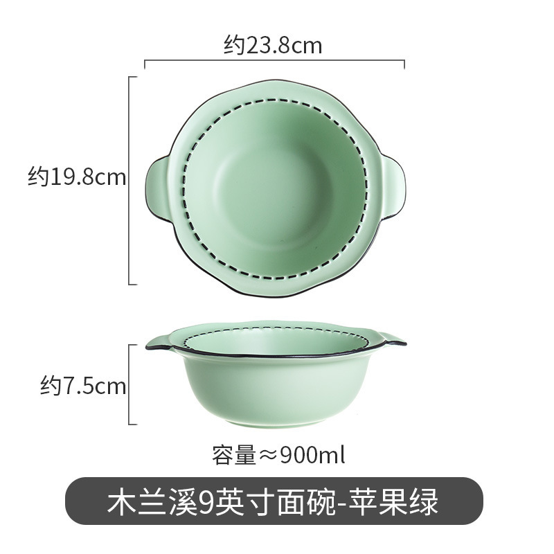 Xiaohong libro camping picnic tazón de cerámica ins estilo lindo chica corazón vajilla de cerámica plato mu Lanxi