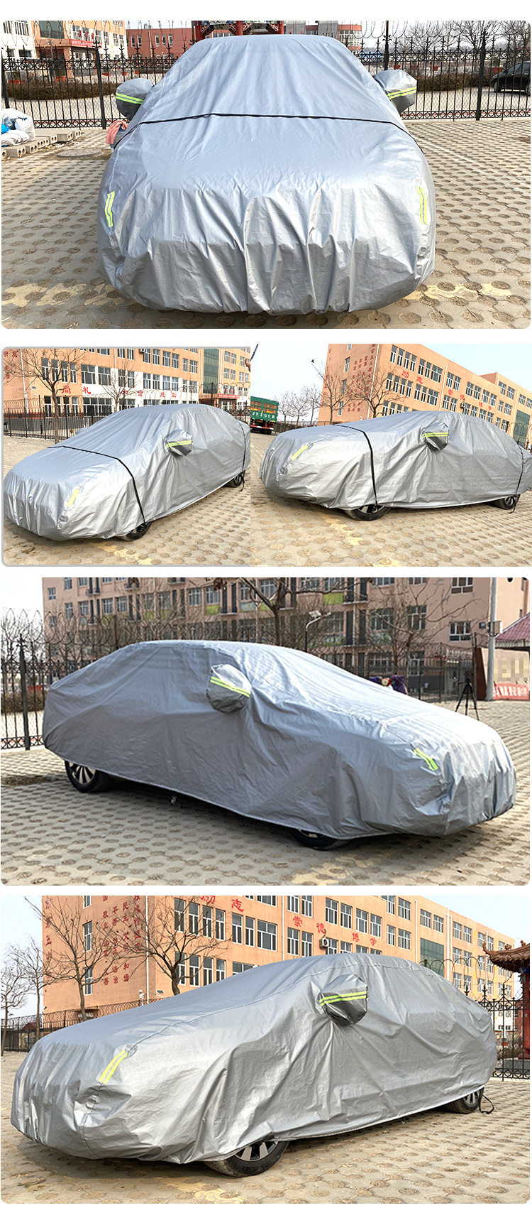 Anbiji Car Cover Peva with Cotton Insulation, Thickened Car Cover, Frost and Snow Protection, Rainproof Cover, Protective Car Cover with Fleece Lining