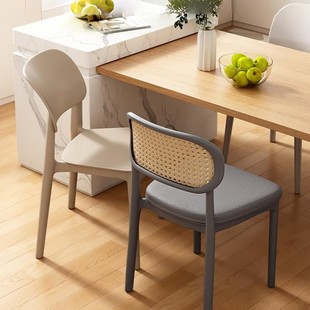Plastic Chair for Home Use, Thickened Dining Room Table and Dining Chair, Comfortable for Long Sitting, Commercial Rattan Simple Stool with Backrest, Rattan Chair