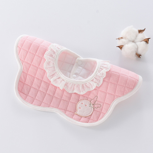 Princess style lace edge waterproof bib baby autumn and winter thickened saliva towel new children's bib bib eating pocket