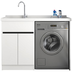 Wholesale solid wood washing machine integrated cabinet with washboard laundry combination cabinet balcony laundry cabinet drum washing machine companion