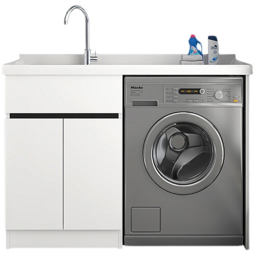 Wholesale solid wood washing machine integrated cabinet with washboard laundry combination cabinet balcony laundry cabinet drum washing machine companion