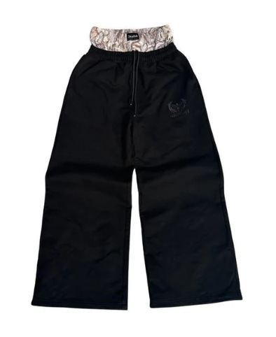 Europa y los Estados Unidos Cross-border retro callejera hip-hop zapatos bordados doble cintura cabeza de diseño sensación falsa dos pantalones casuales sueltos image 8