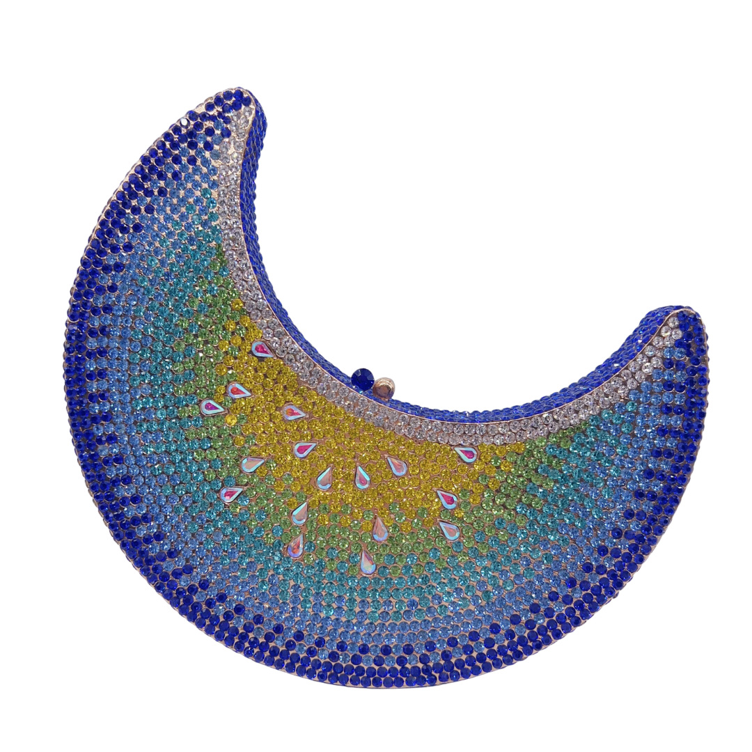 Nueva luna transfronteriza nueva media luna con diamantes bolsas de cena sandía bolsas de mano de diamantes bolsas europeas y americanas vestidos de fiesta bolsas de mujer