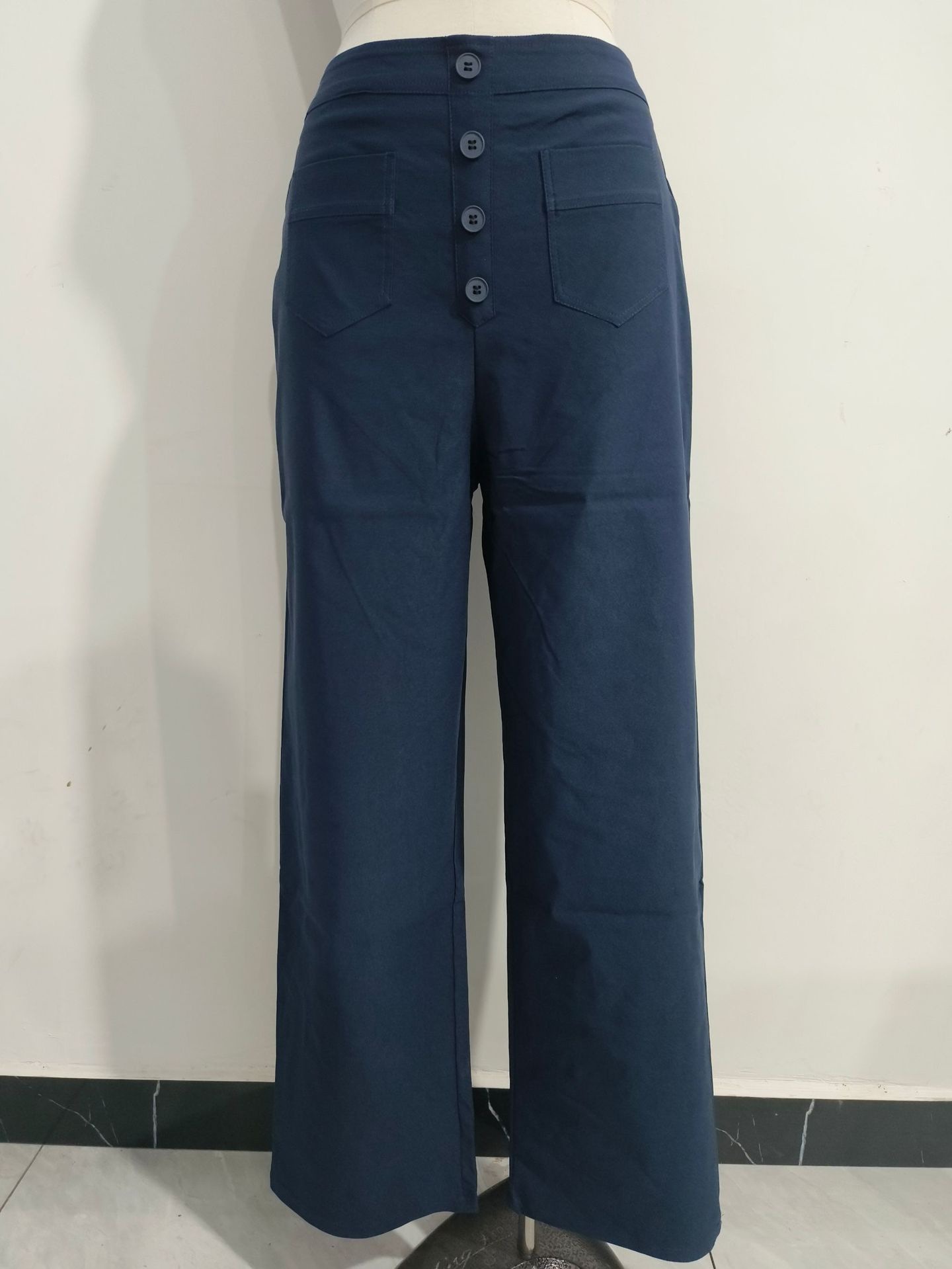 Women's High-Waisted Straight Leg Pants With Multiple Pockets - Stretch Comfort Casual Trousers For Everyday Wear_ecoleips.com