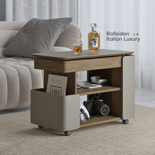 Italian Lifting Small Coffee Table Movable Cart Bus Side Table Small Tea Table Sofa Side Cabinet Living Room Storage Table