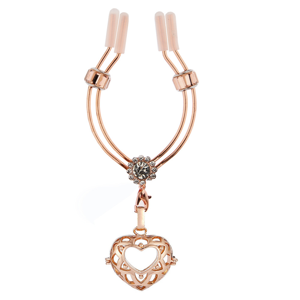 玫瑰金(钢丝)木耳夹(1个)+玫瑰金心形镂空吊坠