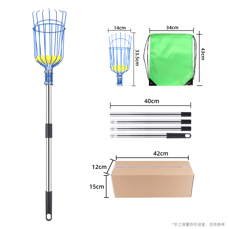 Herramienta de recolección de frutas de jardín transfronterizo, recolector de frutas, recolector de frutas, recolección de frutas de poste largo, recolección de manzanas y ciruelas a gran altitud, recolector de frutas