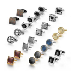 Classic French-style copper pinstripe cufflinks with gold plating for men's business evening shirts