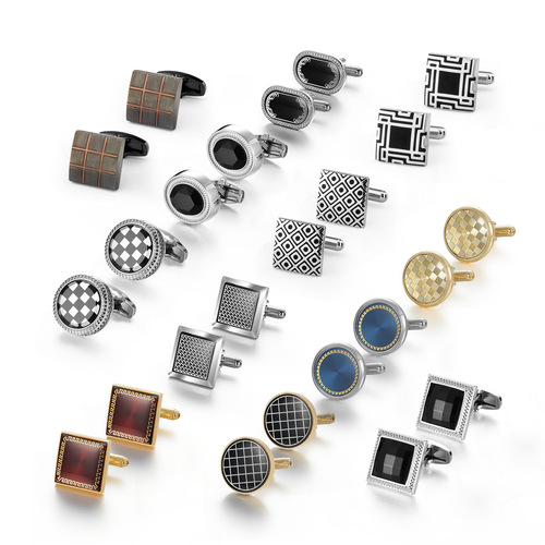 Classic French-style copper pinstripe cufflinks with gold plating for men's business evening shirts