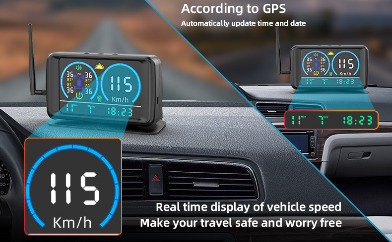 Cross-Border Tire Pressure Monitor with Time, Temperature, Smart Digital Display, Solar Power, Speed Sensor for Cars and Trucks