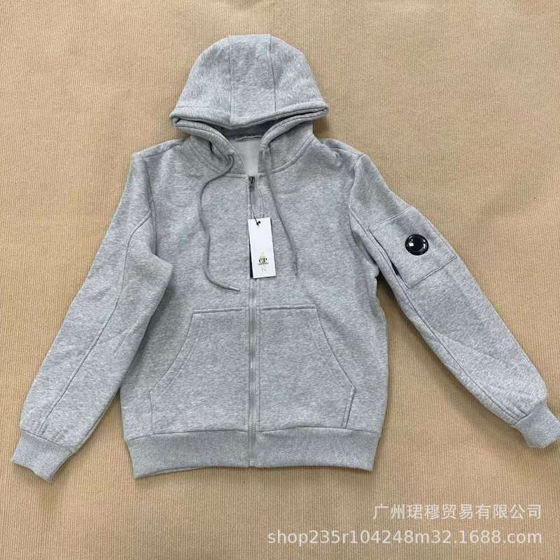跨境外贸秋冬CP公司COMPANY开衫休闲加绒连帽卫衣男女款镜片徽章|undefined