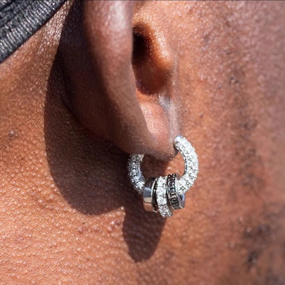 Sparkling Star Men's Earrings Hip-hop Style Inlaid Diamond Clips_voghion.com