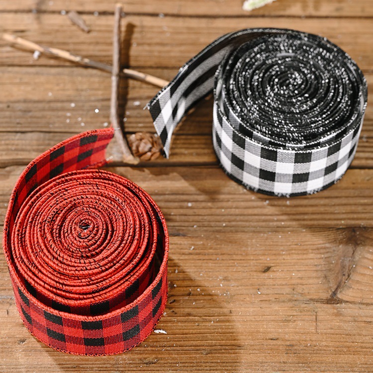 Plaid Ribbon Set For Christmas Decorations Red And Black Plaid_voghion.com