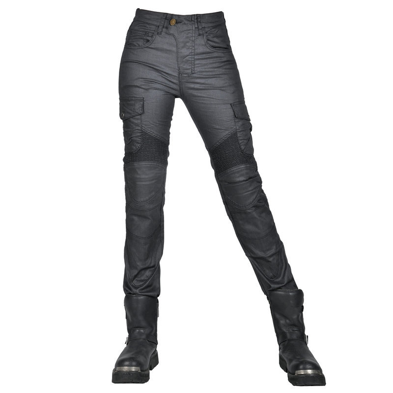 VOLERO woradium Gong pantalones vaqueros de la motocicleta de las mujeres de la vendimia pantalones de motocicleta multi-bolsa de herramientas casuales pantalones de montar