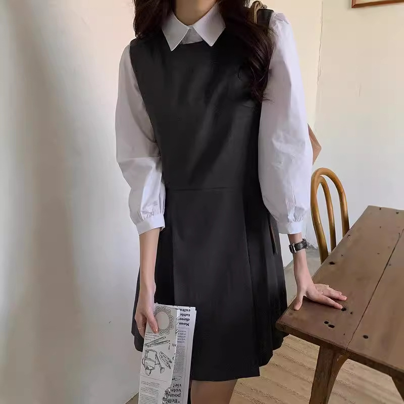 The Size Has Been Updated in Stock Korean Chic Autum Age-Reducing Pleated Vest Dress Women's New Style 2025