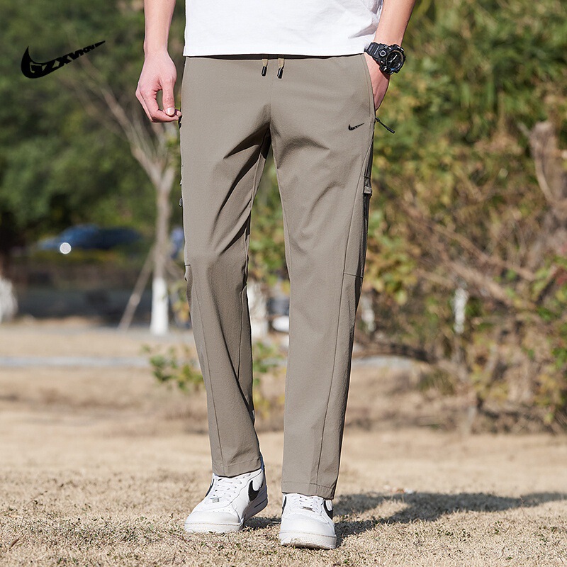 Summer Thin 2025 New Arrival Breathable All-Match Stretch Men's Straight Ice Silk Pants Multi-Pocket Workwear Casual Pants for Men