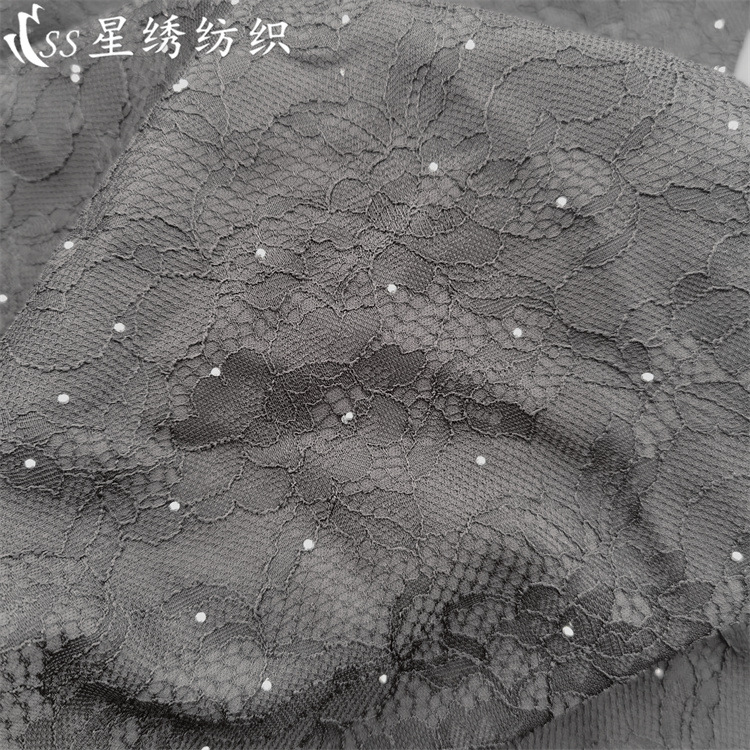 透气复合蕾丝面料双层保暖微弹复合烫钻工艺女装高档旗袍内衣面料