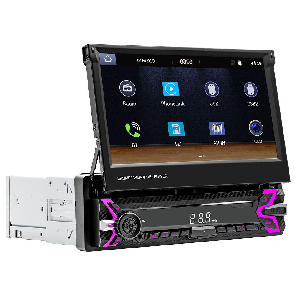 Nueva unidad de control central para automóvil con pantalla retráctil de 7 pulgadas, MP5, navegación, Carplay inalámbrico, conectividad Bluetooth y cámara de reversa. image 3